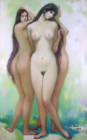 古沢岩美　裸婦　絵画（油彩）作品